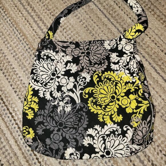 Retired Vera Bradley Baroque slim Tote Bag Black Gray Yellow - Picture 5 of 5